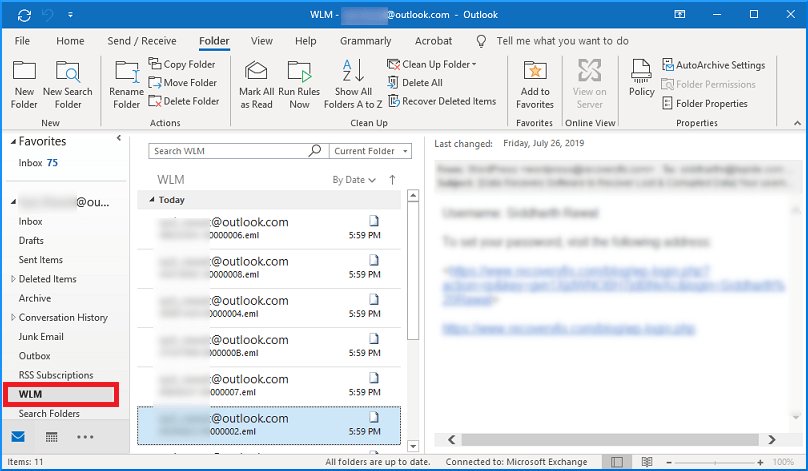 steps to move Windows Live Mail to PST file