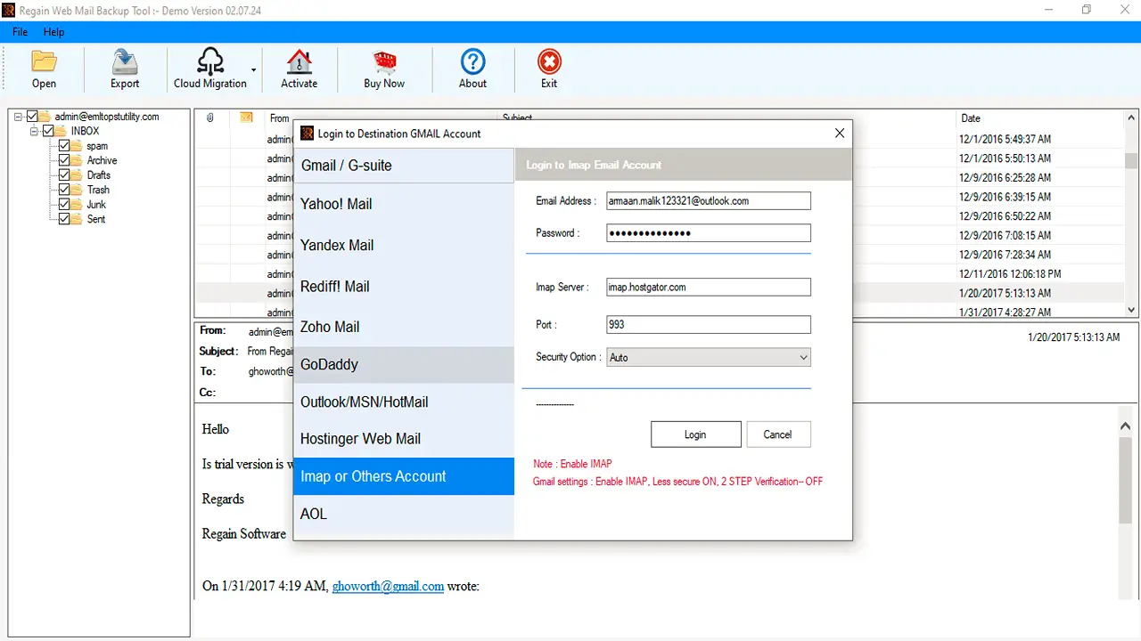 WebMail to Cloud Migration