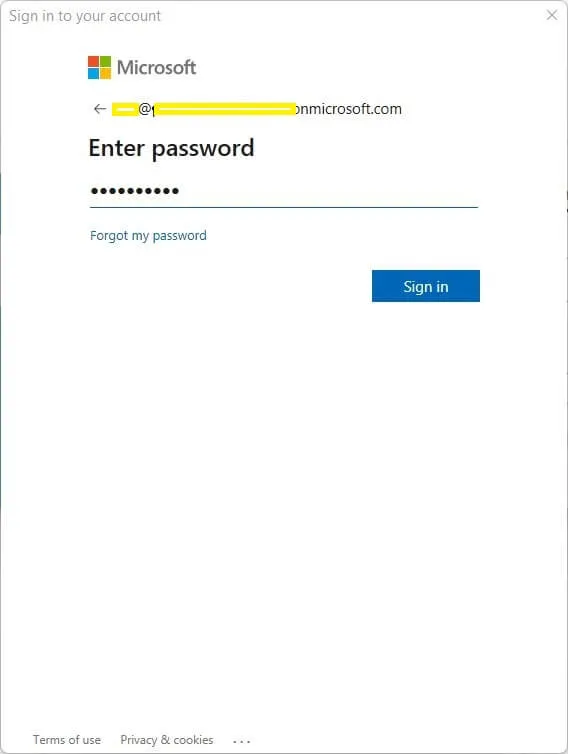 Enter Global Admin Password